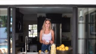 Cock enthusiast blonde Bara Brass impacts and licks large dick on a pov video camera