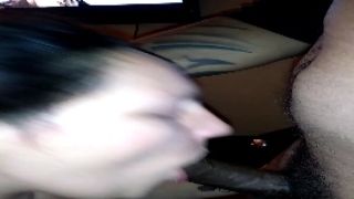 Sizzling blonde doll London Giana looks straight up the video camera while sucking juicy dick