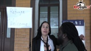Gagged white MILF with sagging tits gets greatly connected by black BDSM master